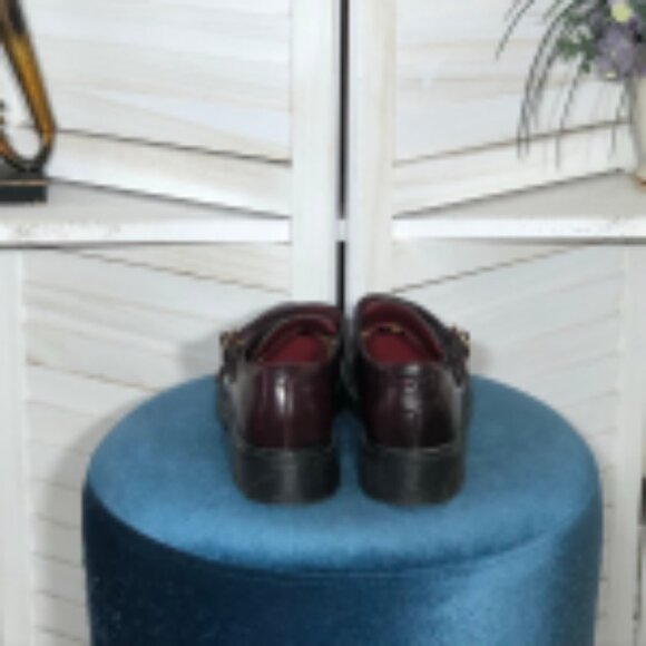 Electric Karma Scotty Wine Loafer Shoes Double Buckle Leather Burgundy Women's 7 - Picture 6 of 10